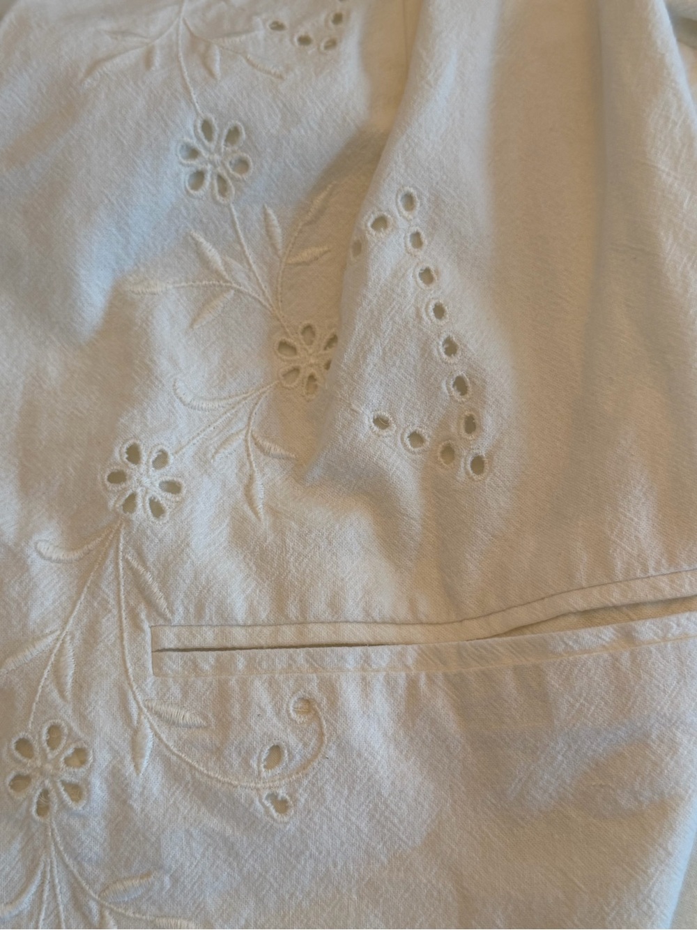 Free People Cream Eyelet Cropped Button Front Blouse - Picture 7 of 10